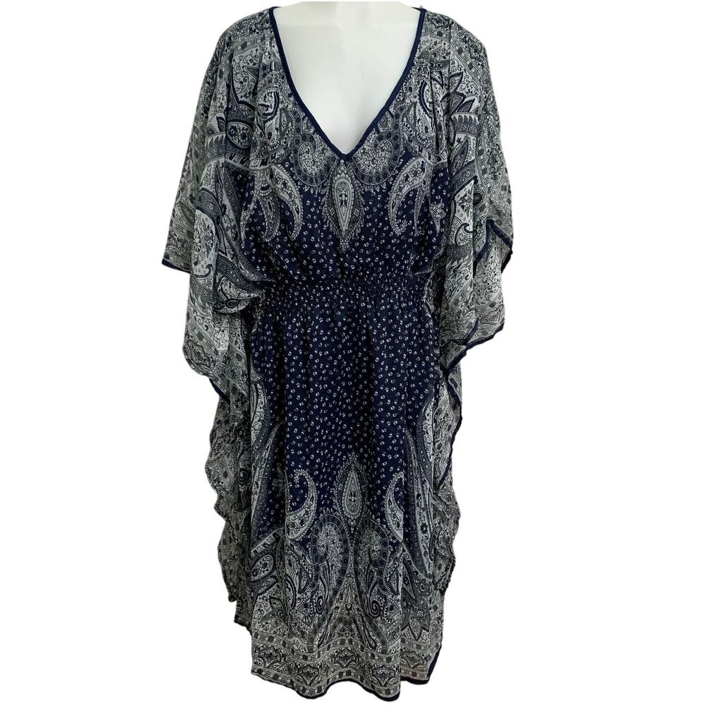 NWT Speed Control Womens 3X Dress Semi Sheer Overlay Cinch Waist Flowy Short Slv